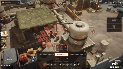 Warhounds tactical objective and attack preview showing the squad, cover and accuracy.