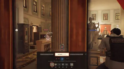 Crow aiming at a Rookie, with the attack preview showing precision and critical hit chance.